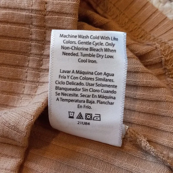 Pumpkin Spice Ribbed Long Sleeve Crewneck Top Relaxed Minimalist Slouchy Active - Picture 14 of 14